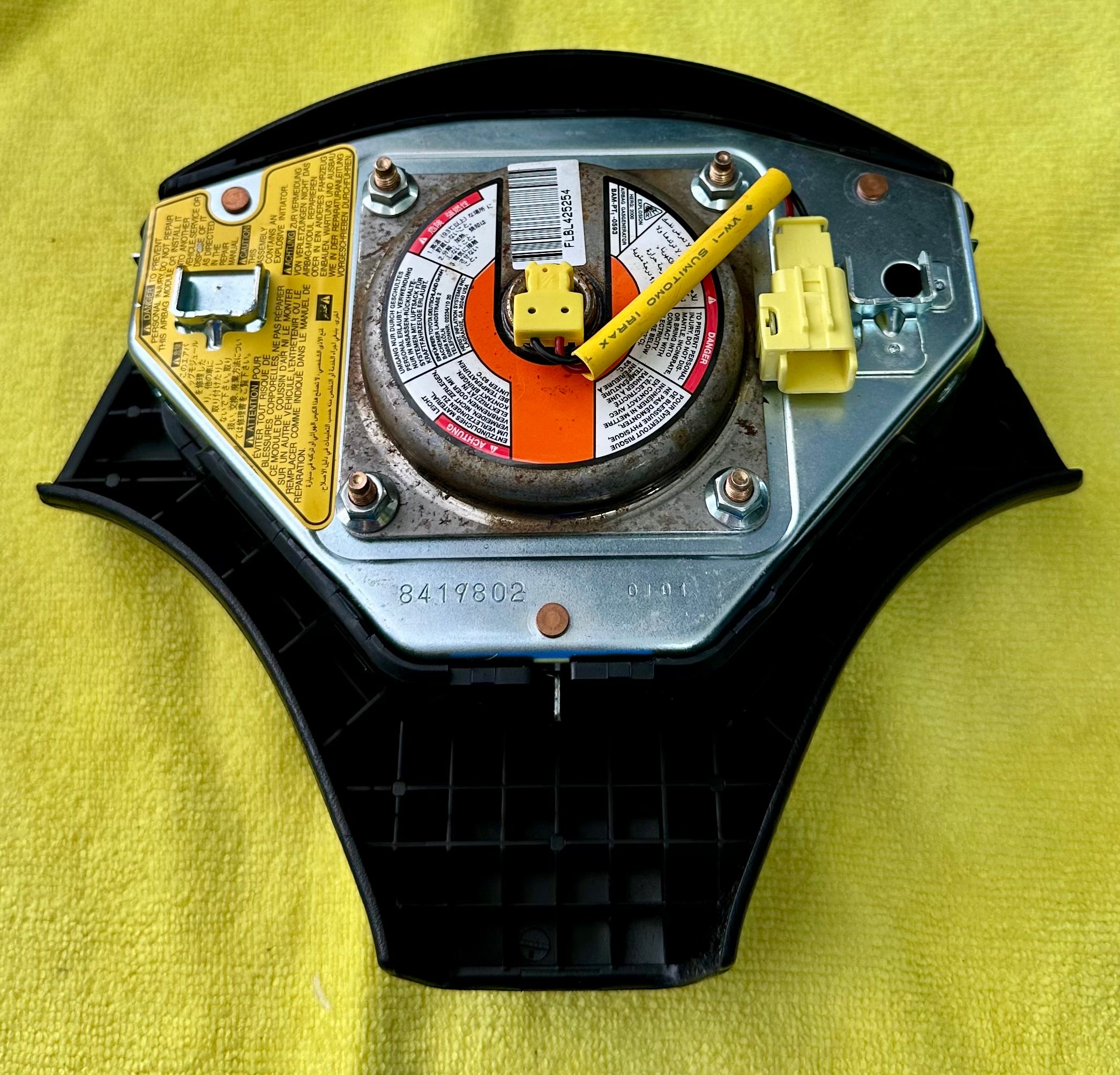 Genuine MK4 Toyota Supra 3-Spoke Steering Wheel Airbag — Inflator & Adapter Harness Included