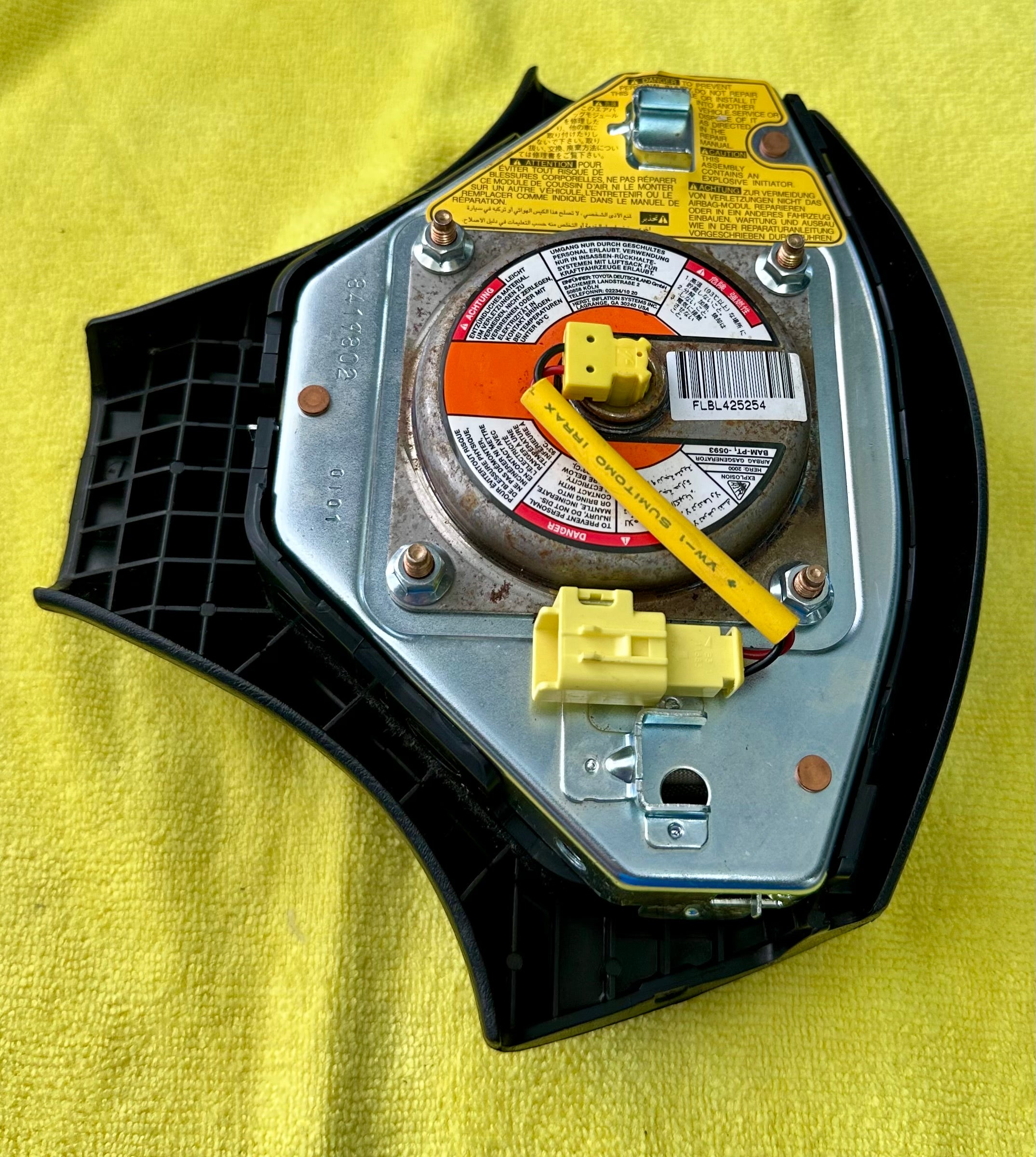 Genuine MK4 Toyota Supra 3-Spoke Steering Wheel Airbag — Inflator & Adapter Harness Included