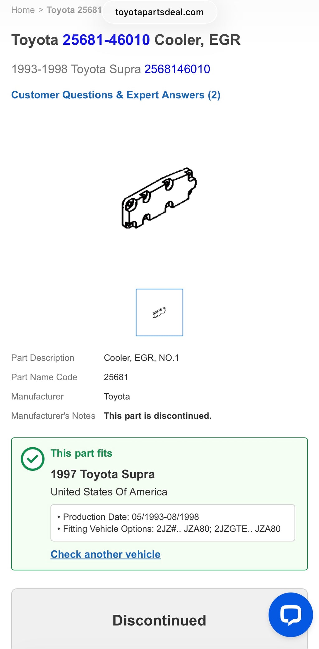 Genuine Toyota Supra 2JZ EGR Cooler — OEM Restoration (Kit w/ New Gasket & Bolts) | 25681-46010